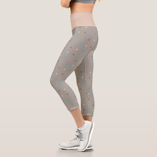 Leggings Capri Turquoise, gris et Pêche (Gauche)