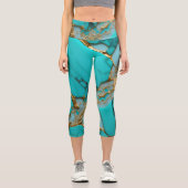 Leggings Capri Turquoise Marble with Golden Veins (Recto)
