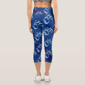 Leggings Capri Turquoise Marbled Om Scattered Monochrome Tie dye (Verso)