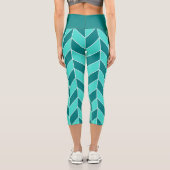 Leggings Capri Turquoise moderne Turquoise Herringbone Chevron Mo (Verso)