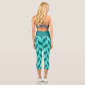 Leggings Capri Turquoise moderne Turquoise Herringbone Chevron Mo (Verso)