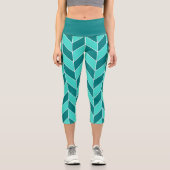 Leggings Capri Turquoise moderne Turquoise Herringbone Chevron Mo (Recto)
