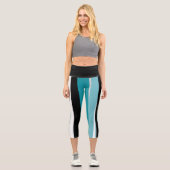 Leggings Capri Turquoise noir et blanc (Recto)