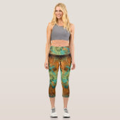 Leggings Capri Turquoise+Orange Fractal Swirl V1 (Recto)