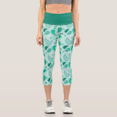 Leggings Capri Turquoise Paisley Capris haut taille (Recto)