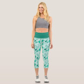 Leggings Capri Turquoise Paisley Capris haut taille (Recto)