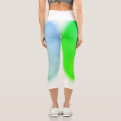 Leggings Capri Turquoise Vert Bleu d'Art Abstrait (Verso)
