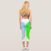 Leggings Capri Turquoise Vert Bleu d'Art Abstrait (Verso)