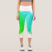 Leggings Capri Turquoise Vert Bleu d'Art Abstrait (Recto)