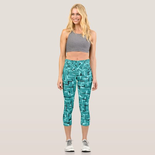 Leggings Capri Turquoise Vert Motif moderne (Recto)