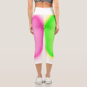 Leggings Capri Turquoise Vert Rose d'Art Abstrait (Verso)
