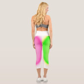 Leggings Capri Turquoise Vert Rose d'Art Abstrait (Verso)