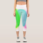 Leggings Capri Turquoise Vert Rose d'Art Abstrait (Recto)