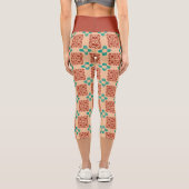 Leggings Capri Turquoise Zia Tribal Brown Tan (Verso)