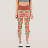 Leggings Capri Turquoise Zia Tribal Brown Tan (Recto)