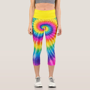 Leggings Capri Tye-Dye personnalisé Rétro Coloré Unisexe Ajouter
