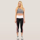 Leggings Capri Typographie de Merci multilingue Grilles verticale (Recto)