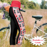 Leggings Capri Typographie de Merci multilingue Grilles verticale<br><div class="desc">Ces légendes comportent un mot de typographie multilingue rouge et noir,  nuage "Merci" le long de chaque jambe au-dessus d'un arrière - plan blanc.</div>