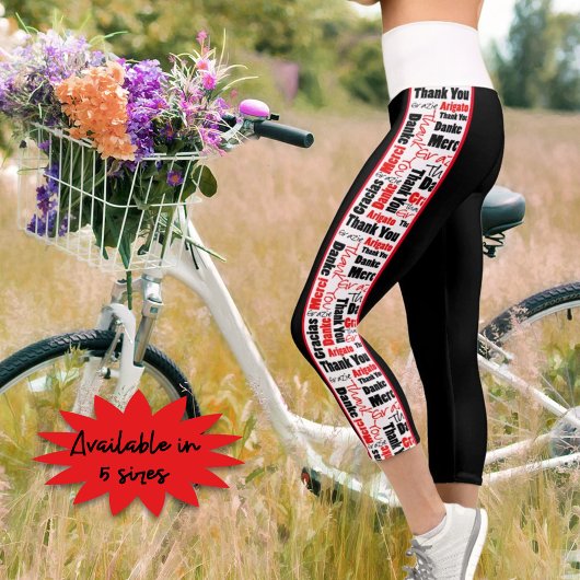 Leggings Capri Typographie de Merci multilingue Grilles verticale