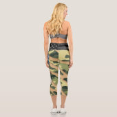 Leggings Capri Un camouflage vert arraché, et un drapeau américai (Verso)