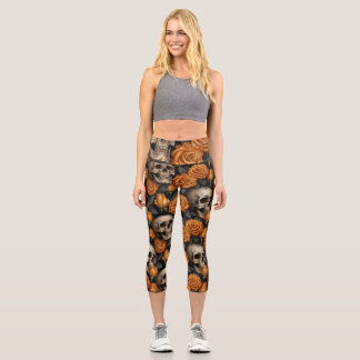 Leggings Capri Un design de la série Crâne et Roses 11