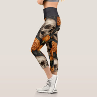 Leggings Capri Un design de la série Crâne et Roses 11