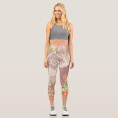 Leggings Capri un design de vase rouge avec des fleurs dessus (Recto)