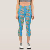 Leggings Capri Un joli éléphant drôle avec un oiseau sur le tronc (Recto)