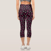 Leggings Capri Un joli Motif à ruban pour cancer du sein rose (Verso)