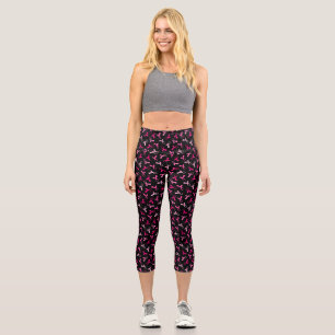 Leggings Capri Un joli Motif à ruban pour cancer du sein rose