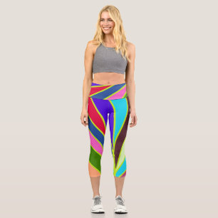 Leggings Capri Un motif coloré en tissu rayures arc-en-ciel