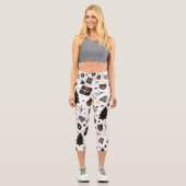 Leggings Capri Un Motif de Noël noir et blanc (Recto)