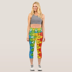 Leggings Capri Un tissu coloré et tendance zigzag motif capri