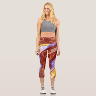Leggings Capri Un tissu coloré vibrant super motif casquette