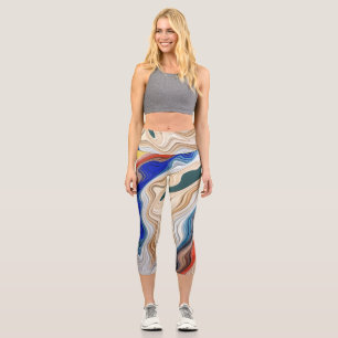Leggings Capri Un tissu coloré vibrant super motif casquette
