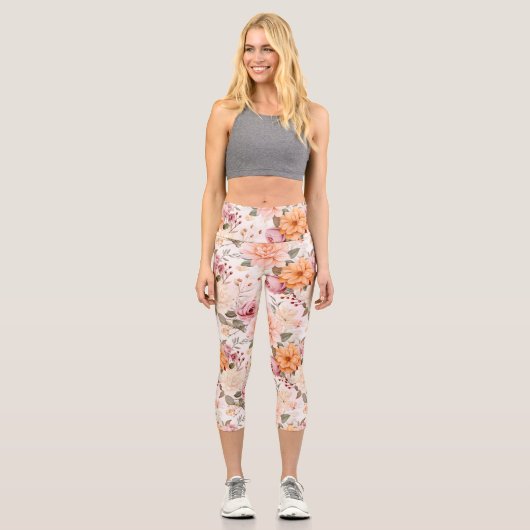 Leggings Capri Une série de fleurs automnales Design 2 (Recto)