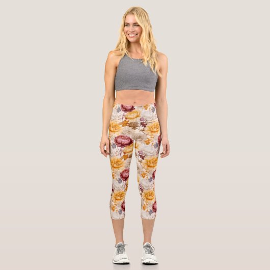 Leggings Capri Une série florale d'automne 9 (Recto)