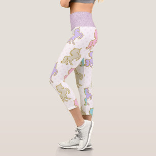 Leggings Capri Unicornes de Parties scintillant Pastel