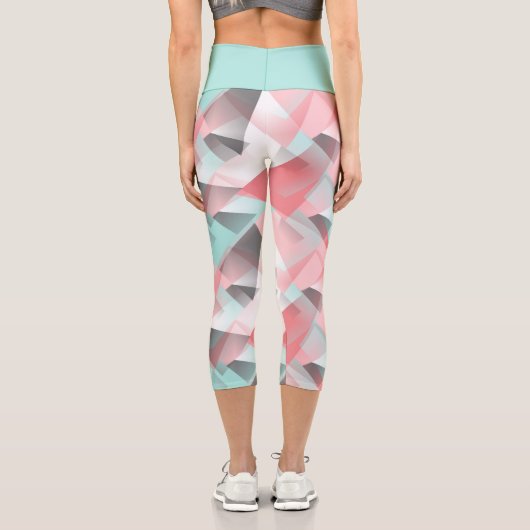 Leggings Capri Unique Motif d'Art Vert Corail Rose Mint (Verso)