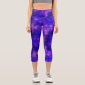 Leggings Capri Univers abstrait moderne violet éclaboussé de pein (Recto)