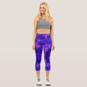 Leggings Capri Univers abstrait moderne violet éclaboussé de pein (Recto)