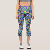 Leggings Capri Univers Mandala Couleurs Psychédéliques (Recto)