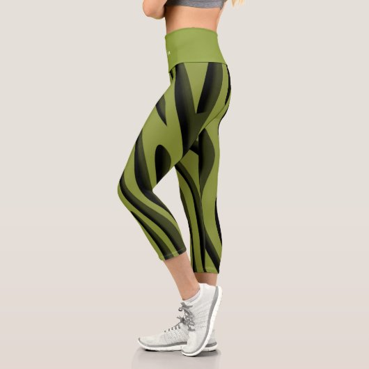 Leggings Capri Vague 3D Zebra Soft Vert Luxe (Gauche)