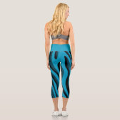 Leggings Capri Vague Zèbre 3D Bleu Doux De Luxe (Verso)