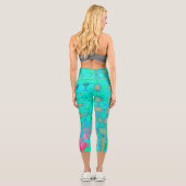 Leggings Capri Vagues Atomiques Abstraites Rétro Groovy Arc-en-Ci (Verso)