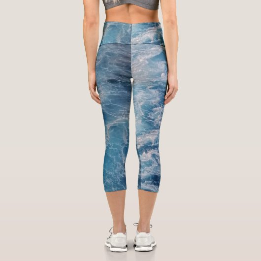 Leggings Capri Vagues bleu océan (Verso)