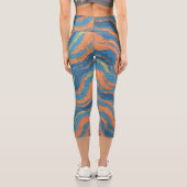 Leggings Capri vagues de corail et d'indigo (Verso)
