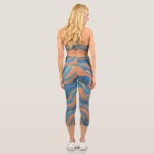 Leggings Capri vagues de corail et d'indigo (Verso)