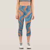 Leggings Capri vagues de corail et d'indigo (Recto)