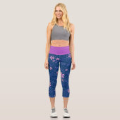 Leggings Capri Vagues de fleurs de cerisier (Recto)